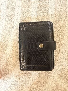 Black Textured Snap Wallet